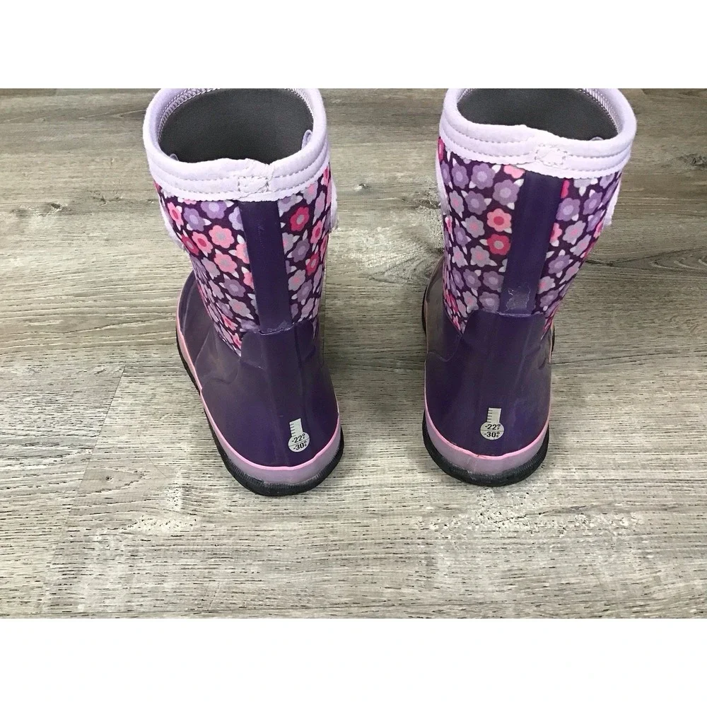 BOGS Grasp Flowers Youth Girls Size 6 Snow Boots 78759 Purple Waterproof Winter